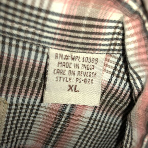 SCULLY PEARL SNAP ROCKABILLY SHIRT SZ XL BROWN PLAID COWBOY WESTERN COTTON MENS - Picture 6 of 7